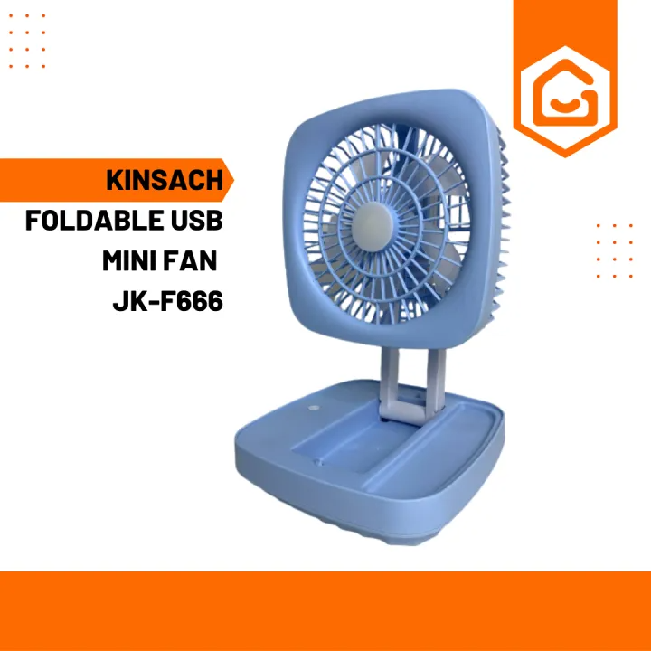 Rechargeable Soft Light Desktop Silent Foldable Electric Table Fan (JK-F666)blue