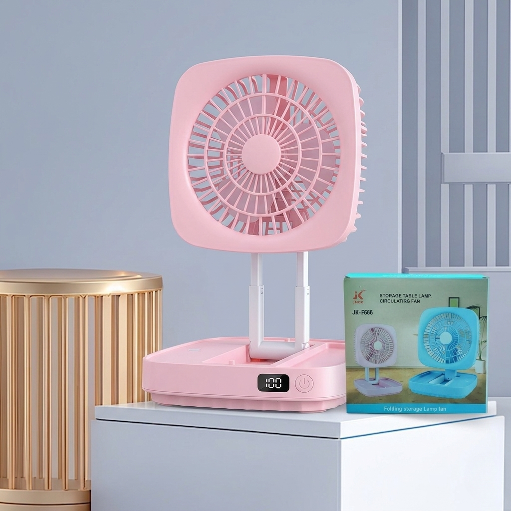 Rechargeable Soft Light Desktop Silent Foldable Electric Table Fan (JK-F666)