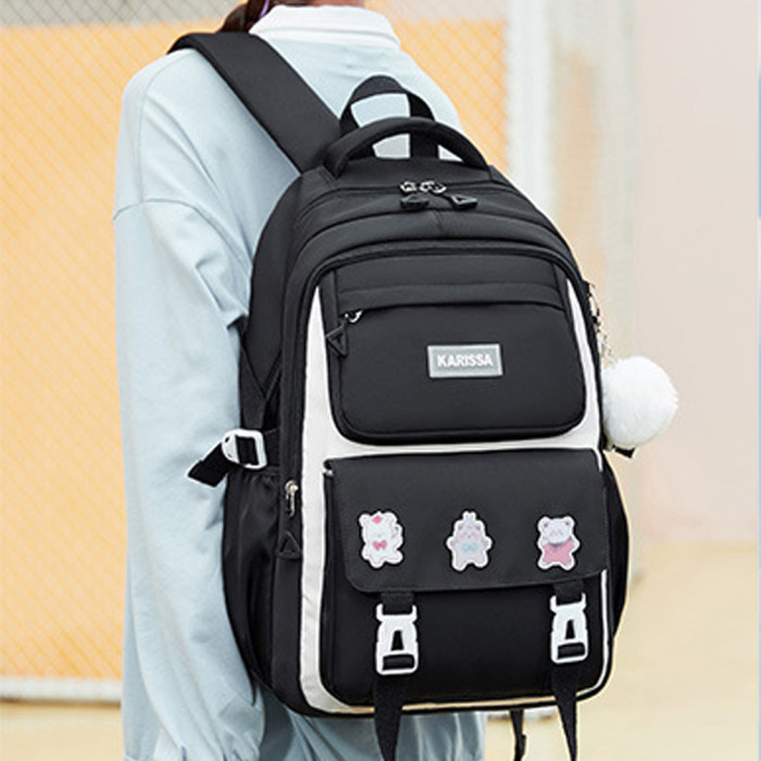 Kids Backpack Children School Bags Waterproof Primary Schoolbag Book Bag (black)